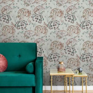 Vliestapete Blumen, Blätter Floral Natur matt in Grau für Wohnzimmer, Schlafzimmer (KG-172676)