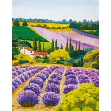 Vliestapete Landschaft Grafisch Natur matt in Lila für Wohnzimmer, Schlafzimmer, Büro (KG-172682)