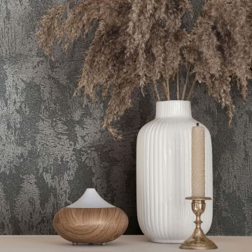 Vliestapete Betonoptik Metalloptik Modern glänzend in Schwarz für Wohnzimmer, Schlafzimmer, Büro (KG-172707)