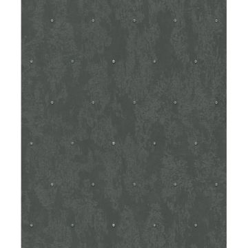 Vliestapete Betonoptik, Strasssteine Metalloptik Modern glänzend in Schwarz für Wohnzimmer, Schlafzimmer, Büro (KG-172714)