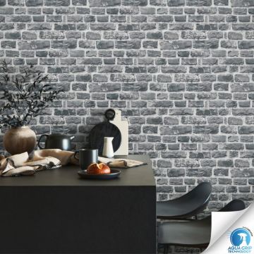 Vorgekleisterte Steintapete Grau Anthrazit Weiß - Industrial Loft Vliestapete 3D Steinoptik (KG-172818)