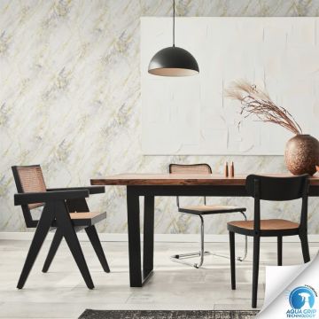 Vorgekleisterte Marmor-Tapete Weiß Gold Grau - Struktur Vliestapete modern (KG-172819)