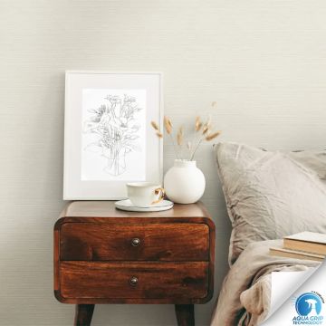 Vorgekleisterte Unitapete mit Textilstruktur Creme - Vliestapete einfarbig modern (KG-172833)