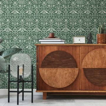 Vliestapete Vögel, Blumen Floral Natur in Grün für Wohnzimmer, Schlafzimmer, Lounge (KG-172861)