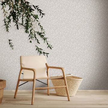 Vliestapete Blätter, Blattmotiv Floral Natur in Beige für Wohnzimmer, Schlafzimmer, Lounge (KG-172877)