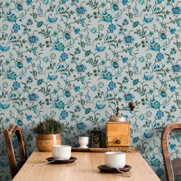 Vliestapete Blumen, Blätter Floral Natur in Grün für Wohnzimmer, Schlafzimmer, Lounge (KG-172883)