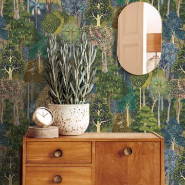 Vliestapete Wald, Bäume Floral Natur in Grün für Wohnzimmer, Schlafzimmer, Lounge (KG-172886)