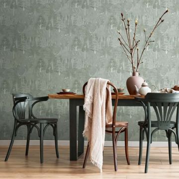Vliestapete Wald, Bäume Floral Natur in Grün für Wohnzimmer, Schlafzimmer, Lounge (KG-172887)