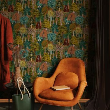 Vliestapete Wald, Bäume Floral Natur in Grün für Wohnzimmer, Schlafzimmer, Lounge (KG-172888)