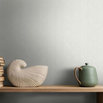 Vliestapete Fischgratmuster, 3D-Optik Grafisch Modern in Weiß für Wohnzimmer, Schlafzimmer (KG-172906)