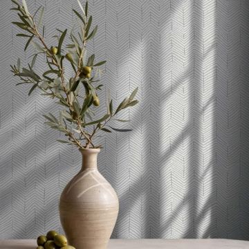 Vliestapete Fischgratmuster, 3D-Optik Grafisch Modern in Grau für Wohnzimmer, Schlafzimmer (KG-172907)