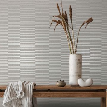 Vliestapete Querstreifen Streifen Modern in Weiß für Wohnzimmer, Schlafzimmer (KG-172929)