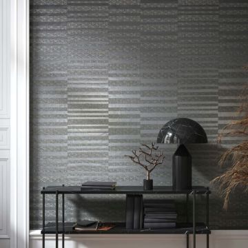 Vliestapete Querstreifen Streifen Modern in Grau für Wohnzimmer, Schlafzimmer (KG-172931)
