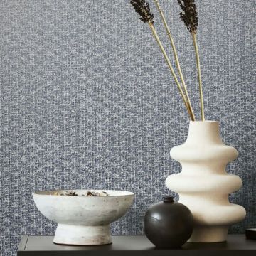 Vliestapete Textiloptik Uni Modern in Blau für Wohnzimmer, Schlafzimmer (KG-172934)