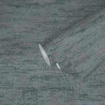 Vintage Struktur Tapete Grün Kupfer - Vliestapete mit Metallic-Effekt - Urban & edel (KG-172984)