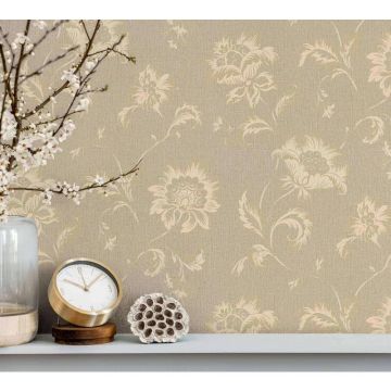 Vliestapete Blumen Floral Klassisch, Natur in Beige Marburg (KG-175003)