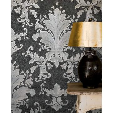 Vliestapete Ornament Struktur Modern, Opulent, Barock in Schwarz Marburg (KG-175098)