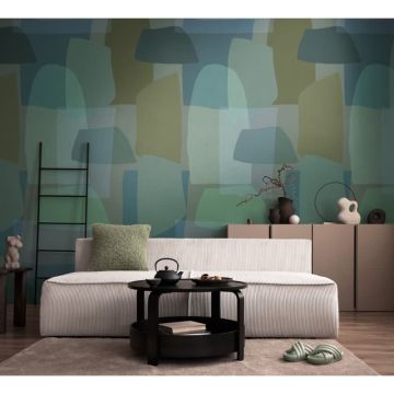 Design livingwalls Vliestapete Grün-Blau - Wandbild 280x159 cm - Abstrakte Naturformen für stilvolle Wohnakzente  (KG-175201)