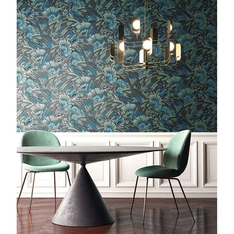 Tapete Blau, Grün, Schwarz, Anthrazit MASUREEL Vliestapete (1035612)