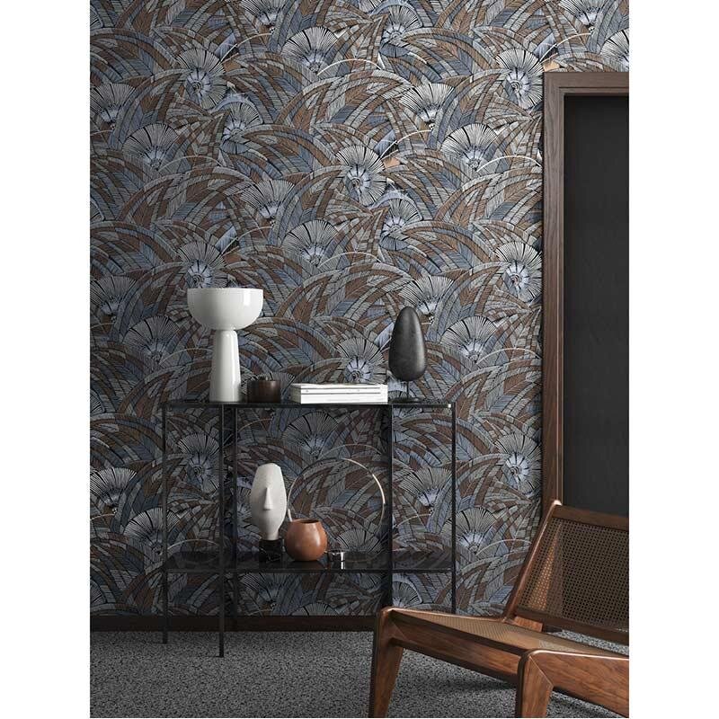 Tapete Blau, Braun, Grau, Silber MASUREEL Vliestapete (1035610)