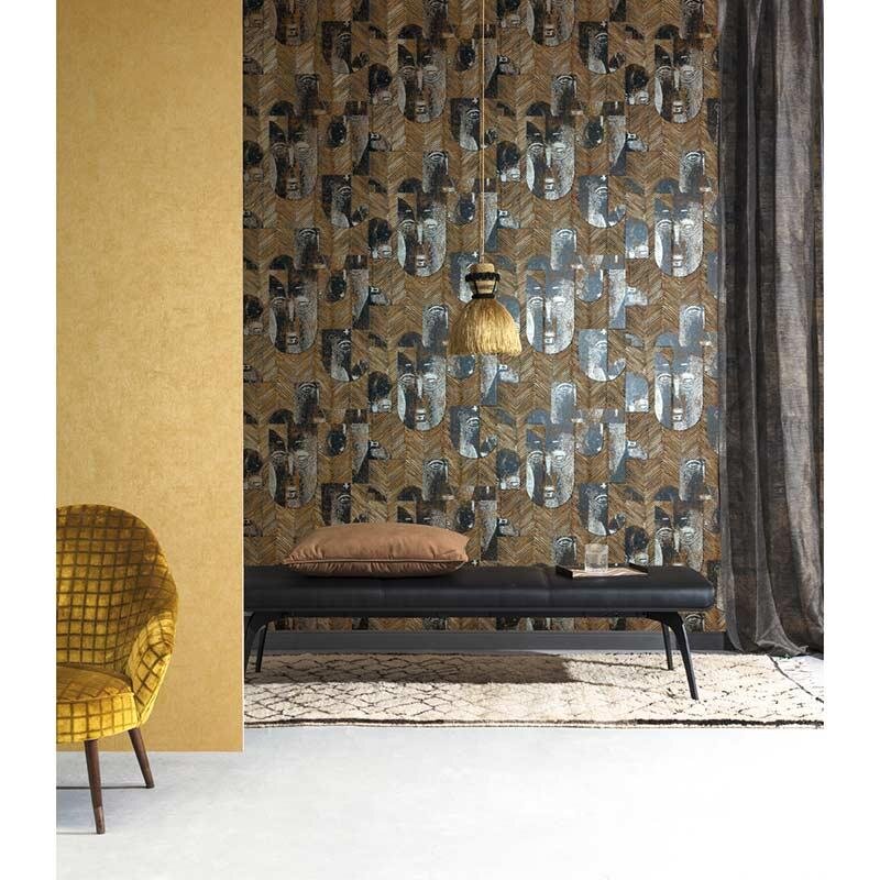 Tapete Braun, Gold, Kupfer MASUREEL Vliestapete (1035609)