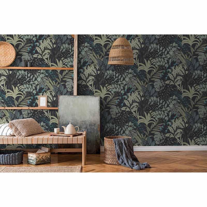 Tapete Grün, Schwarz, Anthrazit livingwalls Vliestapete (1034633)