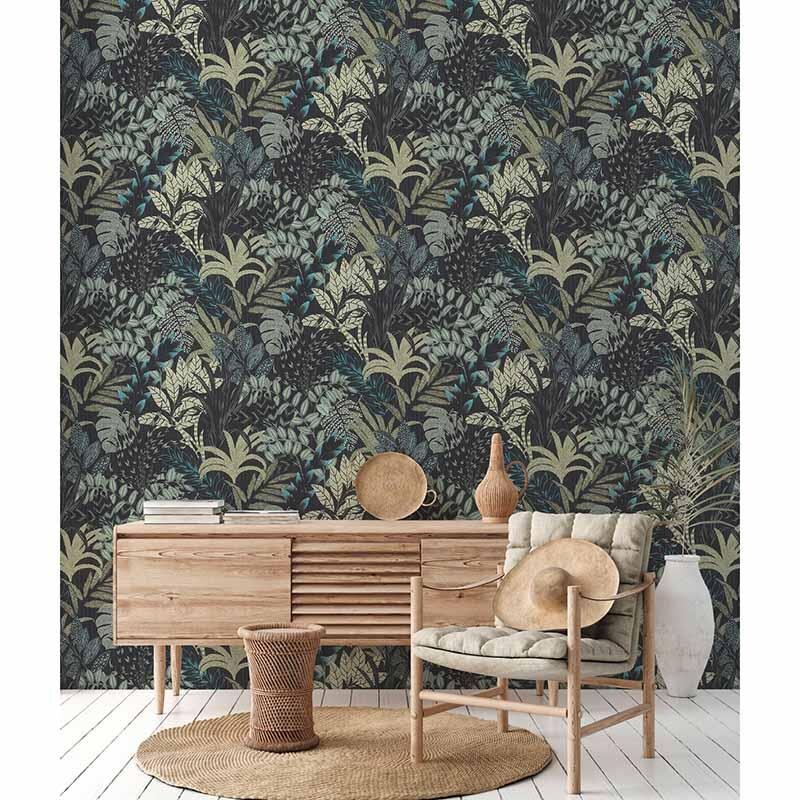 Tapete Grün, Schwarz, Anthrazit livingwalls Vliestapete (1034633)