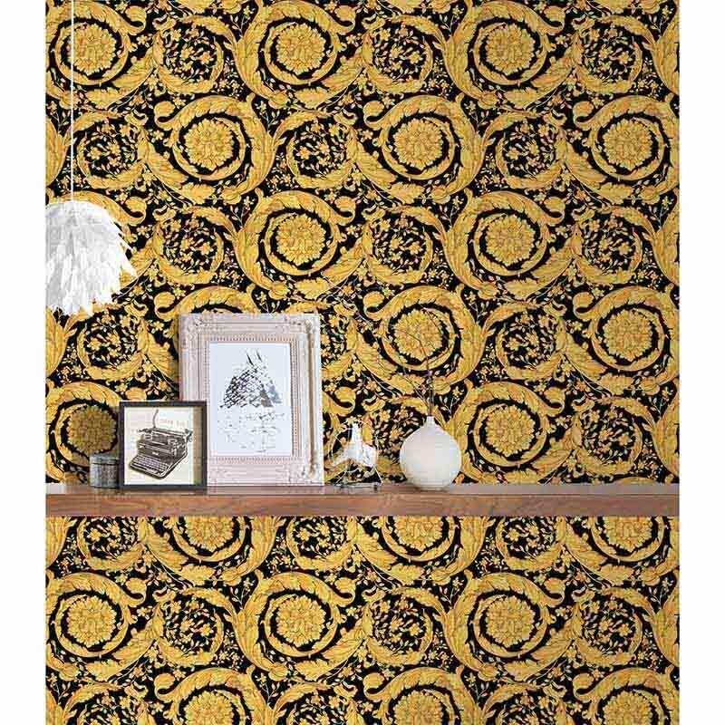 Tapete Schwarz, Anthrazit, Gold, Kupfer VERSACE Satintapete (1023779)