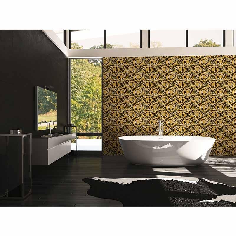 Tapete Schwarz, Anthrazit, Gold, Kupfer VERSACE Satintapete (1023779)