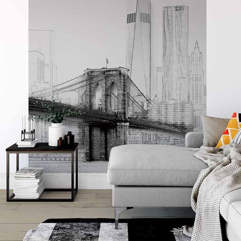 Digitaldruck-Tapete New York Art Illustration Black And White livingwalls (1034017)