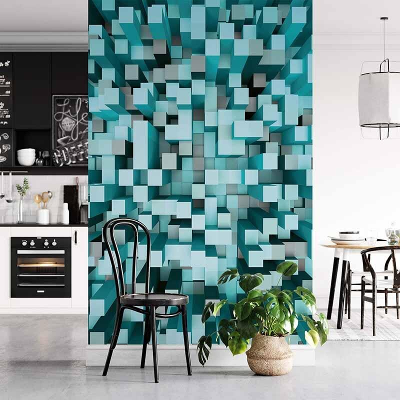 Digitaldruck-Tapete 3D Squares Blue livingwalls (1034014)