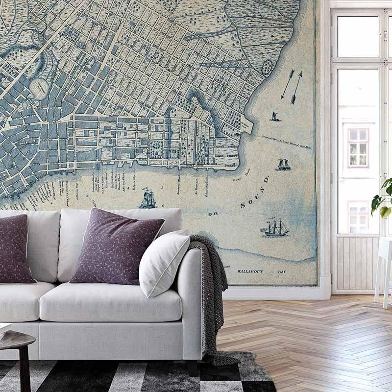 Digitaldruck-Tapete Old Vintage City Map New York livingwalls (1033856)