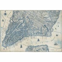 Digitaldruck-Tapete Old Vintage City Map New York...