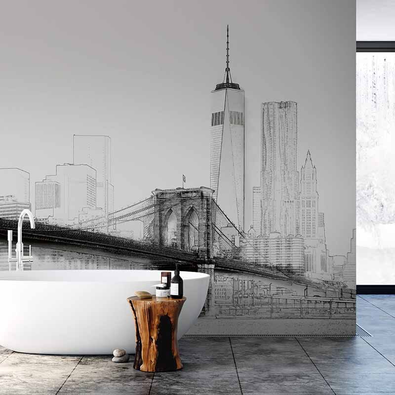 Digitaldruck-Tapete New York Art Illustration Black And White livingwalls (1033855)