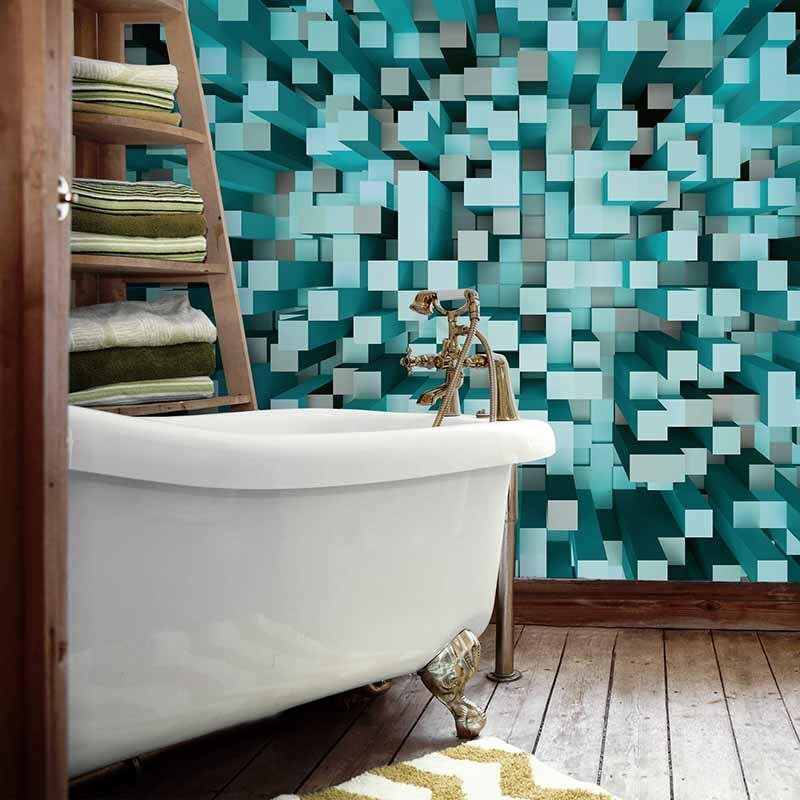 Digitaldruck-Tapete 3D Squares Blue livingwalls (1033851)