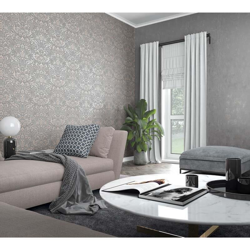 Tapete Gold, Kupfer, Grau, Silber, Rosa, Rose Marburg Vliestapete (1033411)