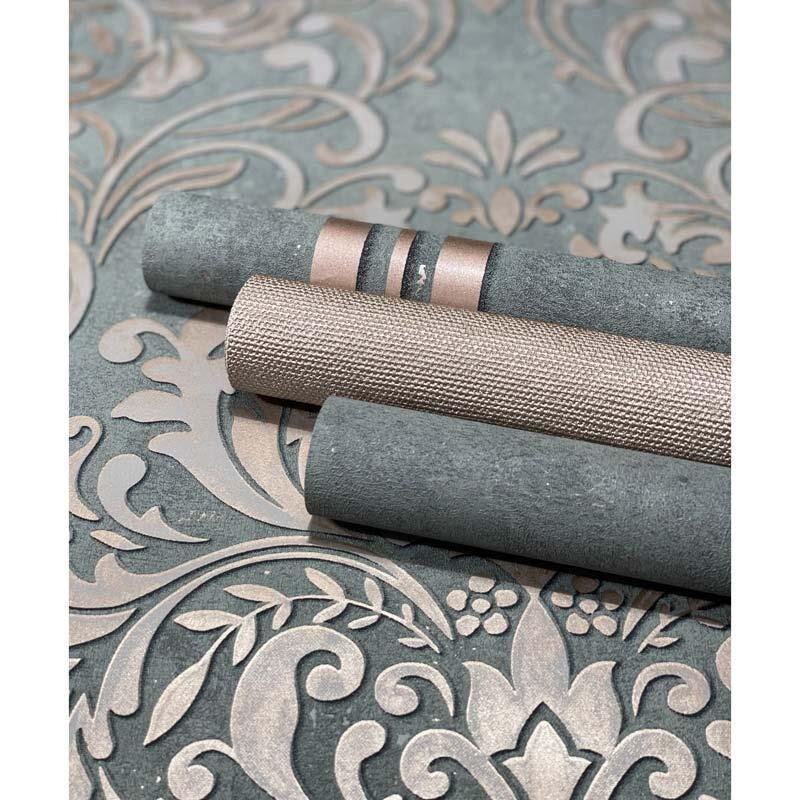 Tapete Gold, Kupfer, Grau, Silber, Rosa, Rose Marburg Vliestapete (1033411)