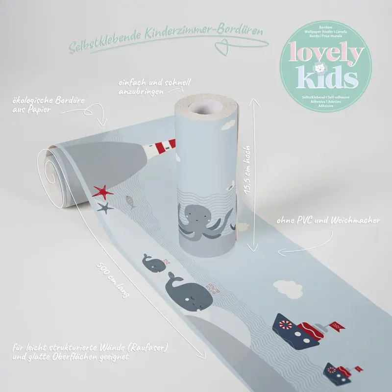 Bordüre Blau, Grau, Silber, Pastellfarben AS-Creation Papier (1029914)