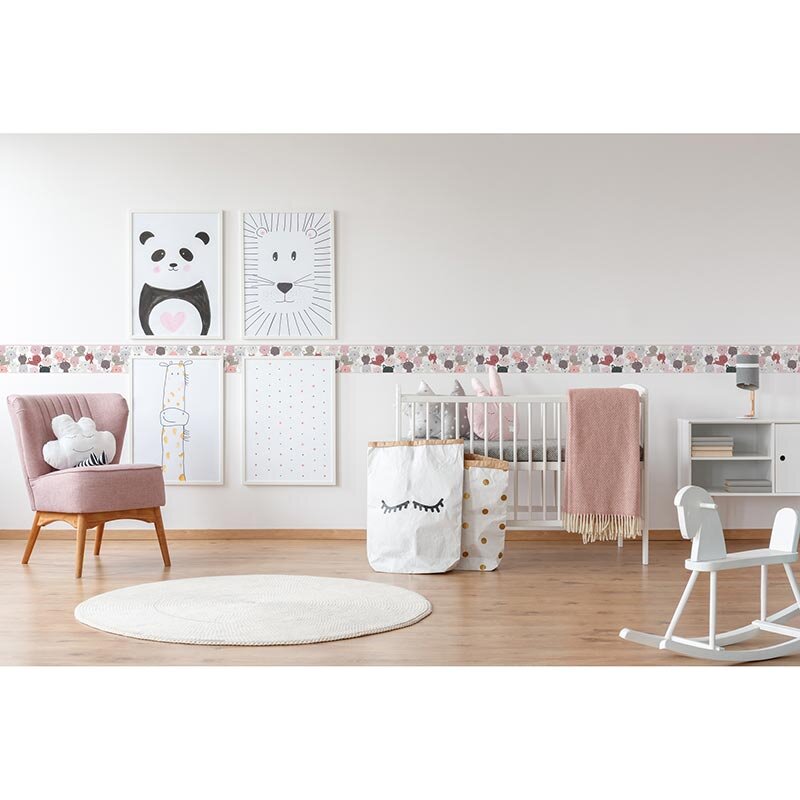 Bordüre Grau, Silber, Pastellfarben, Rosa, Rose, Weiß AS-Creation Papier (1029897)