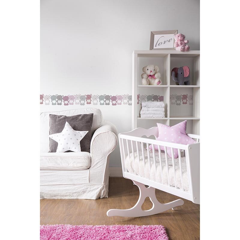 Bordüre Grau, Silber, Pastellfarben, Pink, Rosa, Rose, Weiß AS-Creation Papier (1029896)