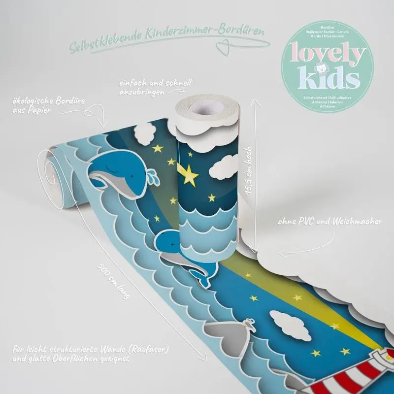 Bordüre Blau, Weiß AS-Creation Papier (1029891)