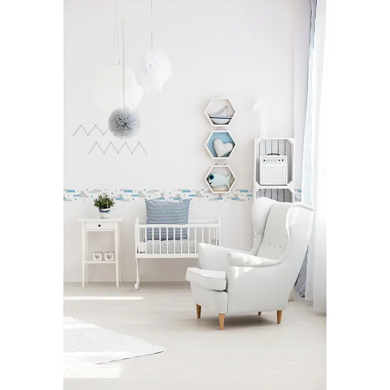 Bordüre Blau, Grau, Silber, Pastellfarben, Weiß AS-Creation Papier (1029881)