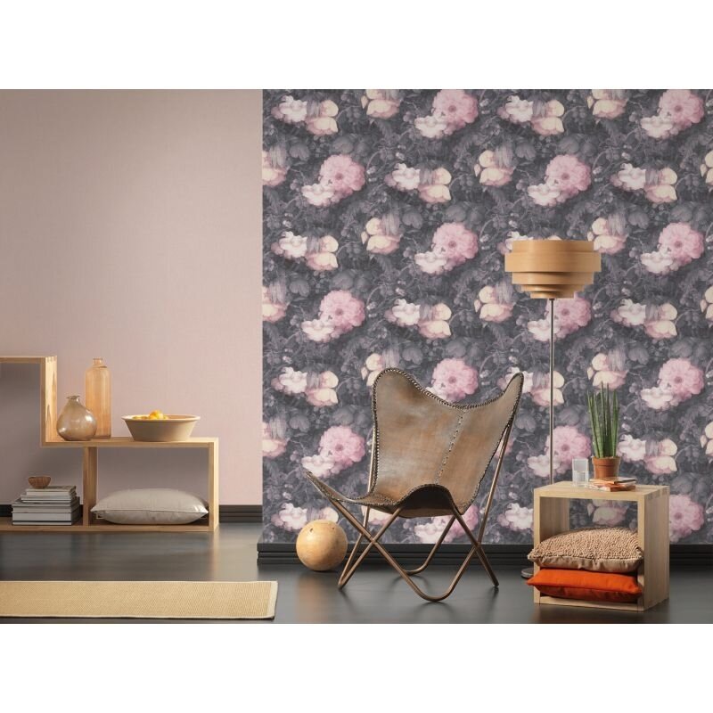 Tapete Rosa, Rose, Schwarz, Anthrazit livingwalls Vliestapete (1021345)