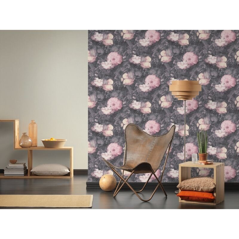 Tapete Rosa, Rose, Schwarz, Anthrazit livingwalls Vliestapete (1021345)