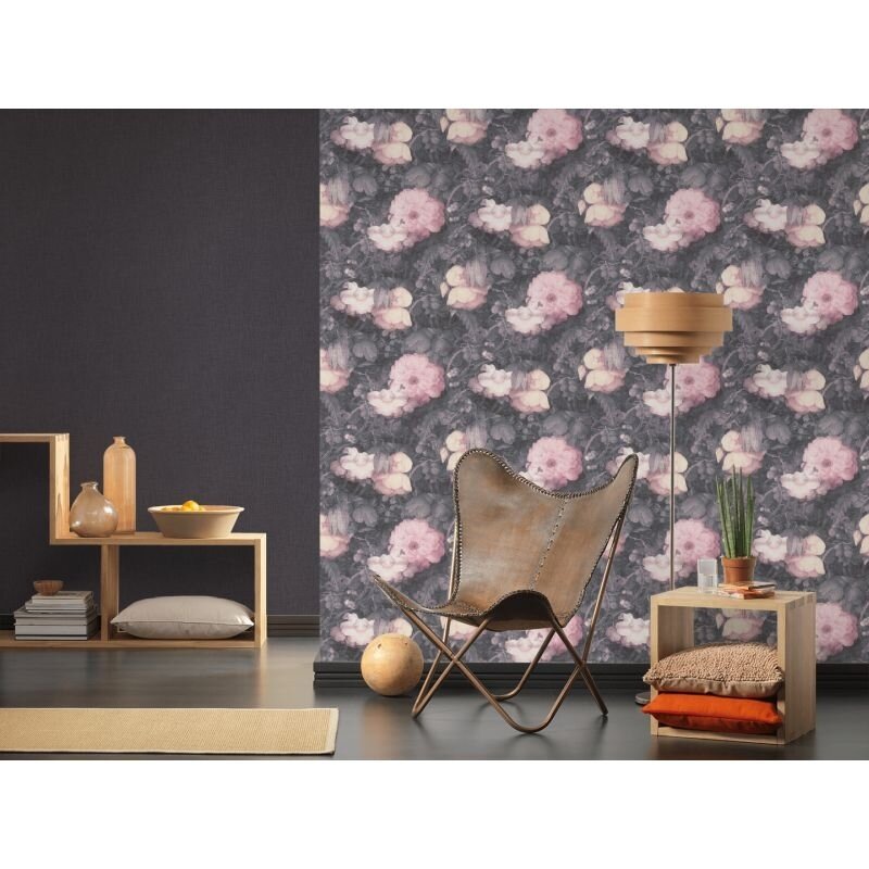 Tapete Rosa, Rose, Schwarz, Anthrazit livingwalls Vliestapete (1021345)
