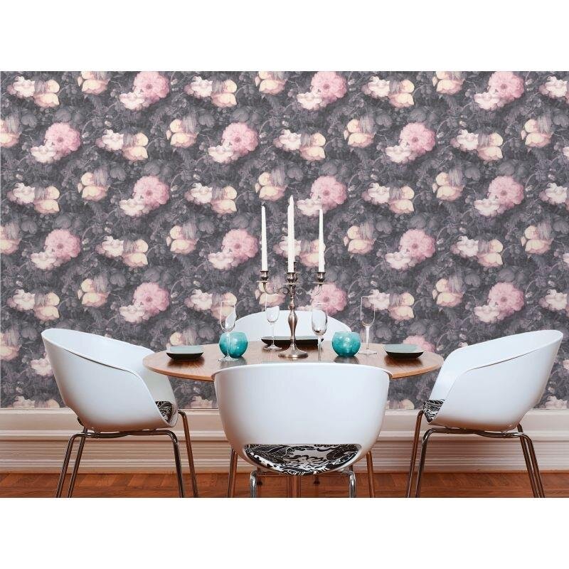 Tapete Rosa, Rose, Schwarz, Anthrazit livingwalls Vliestapete (1021345)