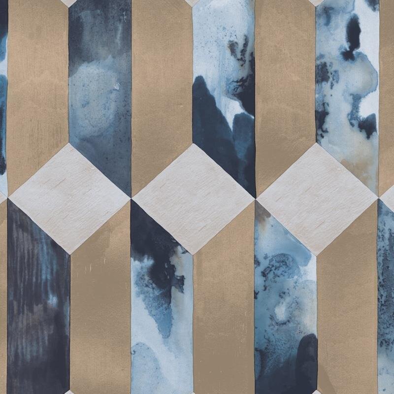 Tapete Blau, Gold, Kupfer Eijffinger Vliestapete (1021800)