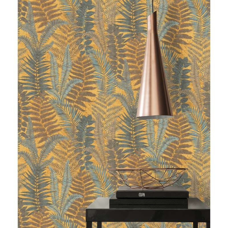 Tapete Gelb, Braun, Petrol livingwalls Vliestapete (1044845)