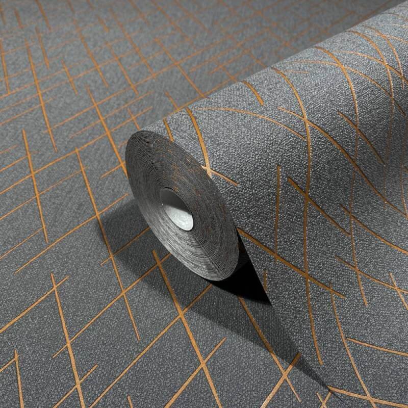 Tapete Grau, Silber, Schwarz, Anthrazit, Gold, Kupfer Novamur Vliestapete (1044812)