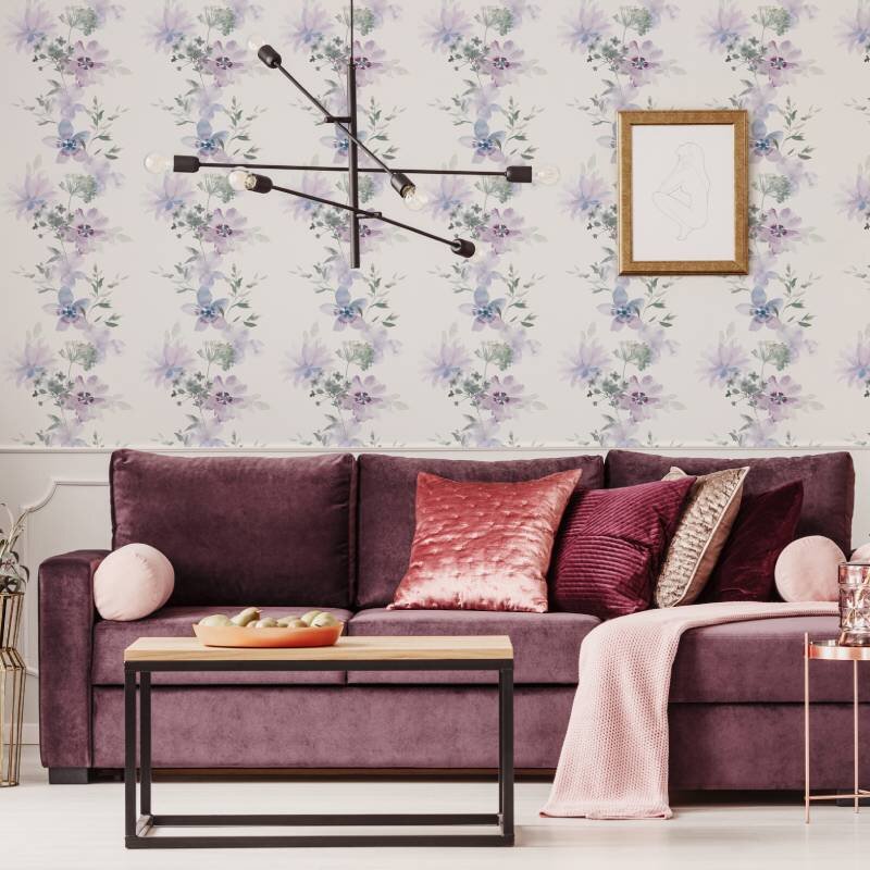 Tapete Grün, Lila, Flieder, Pastell, Weiß Novamur Vliestapete (1044792)